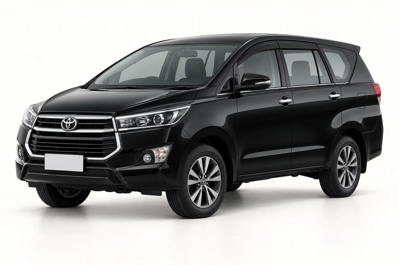 Ilustrasi AI Toyota Innova Reborn hitam tampak depan samping